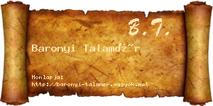 Baronyi Talamér névjegykártya